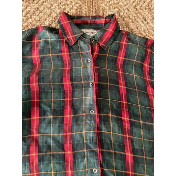 Vintage Jonathan Martin 100% Silk Blouse in red and Green plaid SZ Med - Picture 7 of 7